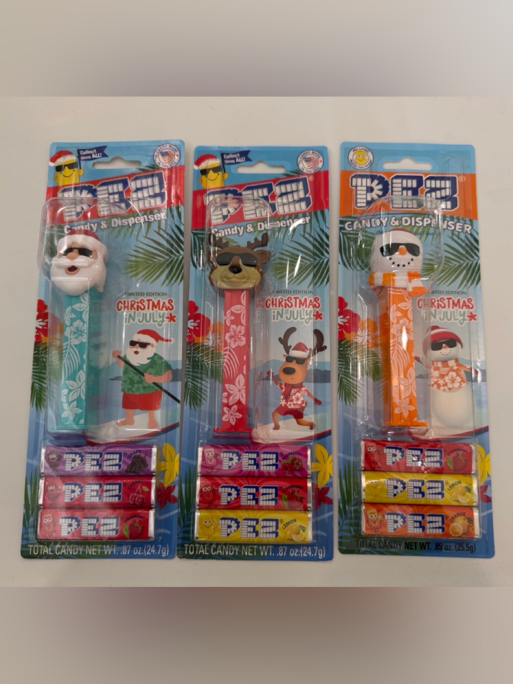 Pez Limited Edition Christmas in July Holiday Candy Dispensers- New